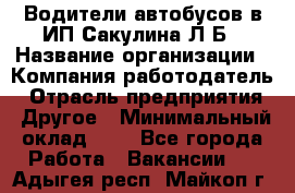 Водители автобусов в ИП Сакулина Л.Б › Название организации ­ Компания-работодатель › Отрасль предприятия ­ Другое › Минимальный оклад ­ 1 - Все города Работа » Вакансии   . Адыгея респ.,Майкоп г.